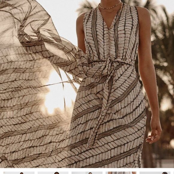 new WHITE HOUSE BLACK MARKET block chevron print maxi dress xs s - Picture 2 of 3